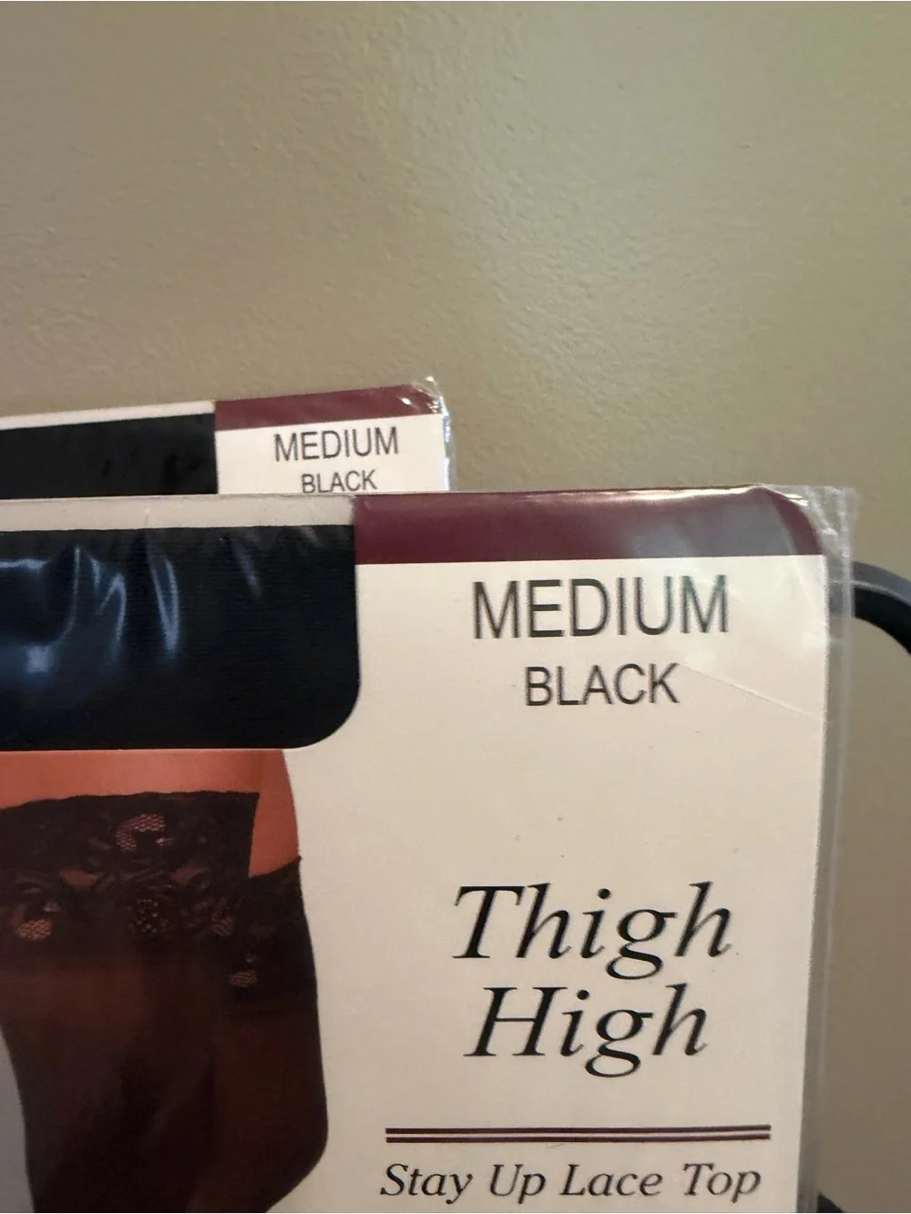 2 Pack On The Go Silky Sheer Lace Top Thigh High Stockings Medium Black
